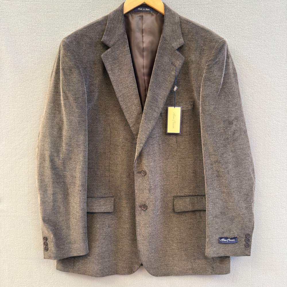 NWT‎ Alan Flusser Men's 46L Brown Corduroy 100% Cotton Blazer Sport Coat Jacket